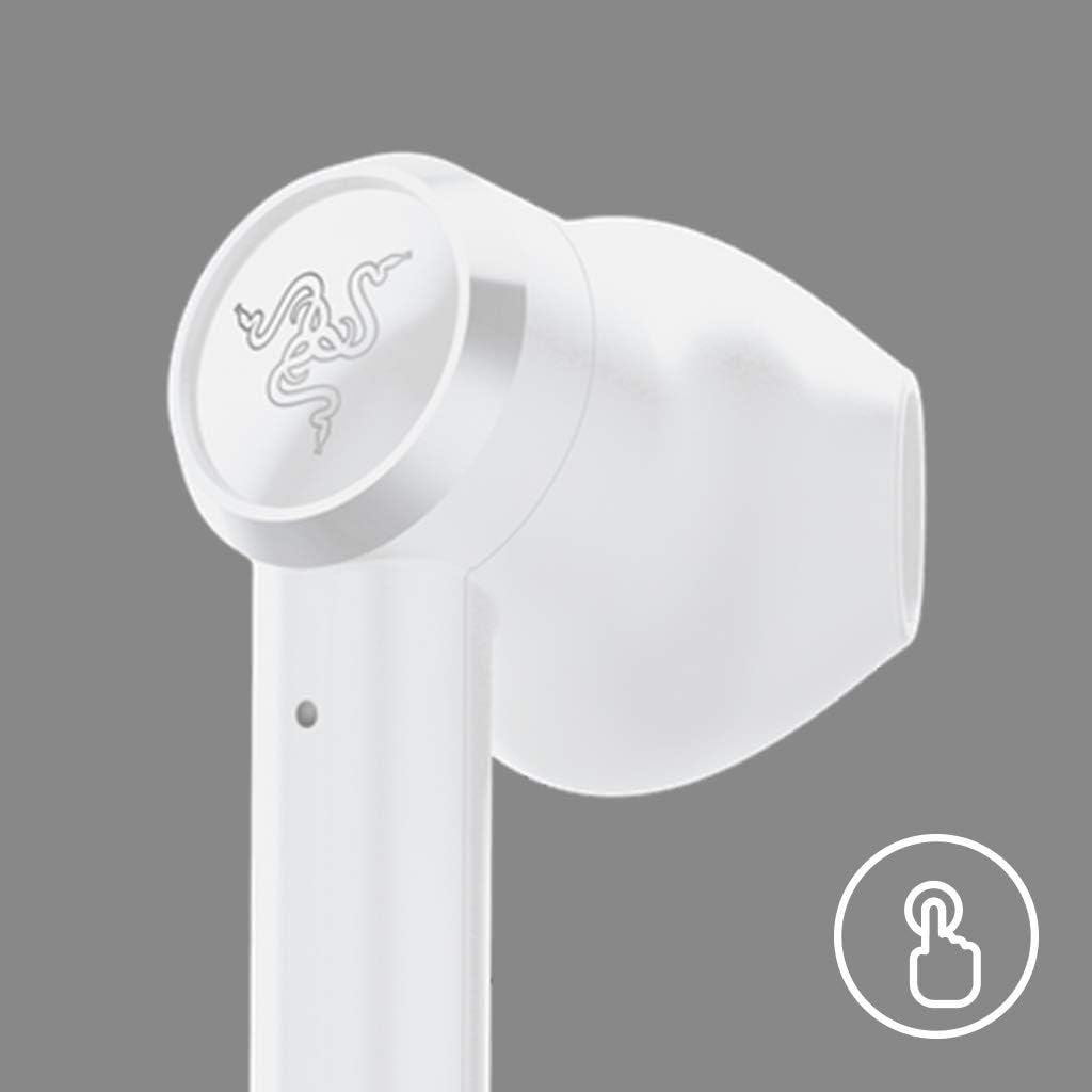 Razer Hammerhead True Wireless Bluetooth Gaming Earbuds: 60ms Low-Latency - IPX4 Water Resistant - Bluetooth 5.0 Auto Pairing - Touch Enabled - 13mm Drivers - Mercury White