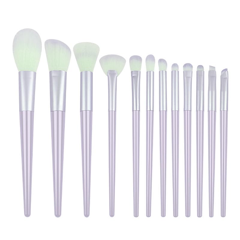 8 pcs Cartoon Makeup Brushes Set With Mirror Professional Cosmetic Tool Foundation Eyeshadow For Girls Women Kit Kitty Soft Pink (B&P)