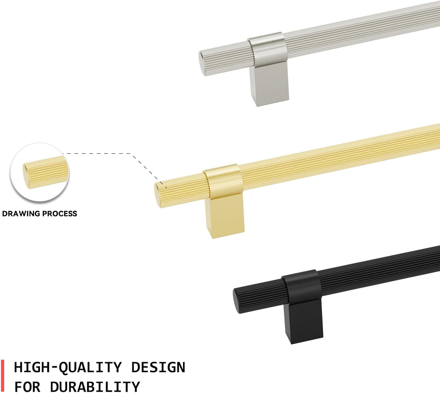 homdiy 15 Pack Brushed Nickel Cabinet Handles, 128mm/5in T Bar Drawer Pulls, Silver Hardware Pull for Kitchen Cupboard Dresser