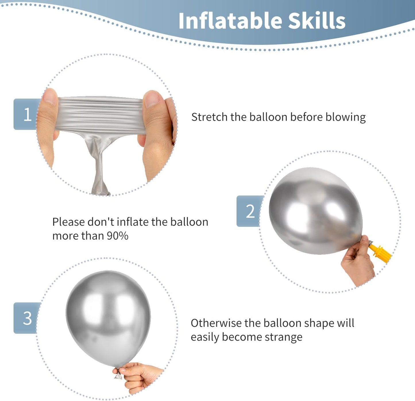 140pcs Metallic Silver Balloons Arch Garland Kit Different Sizes 18 12 10 5 Inch Chrome Silver Latex Balloons for Birthday Party Graduation Baby Shower Wedding Anniversary Holiday Decorations