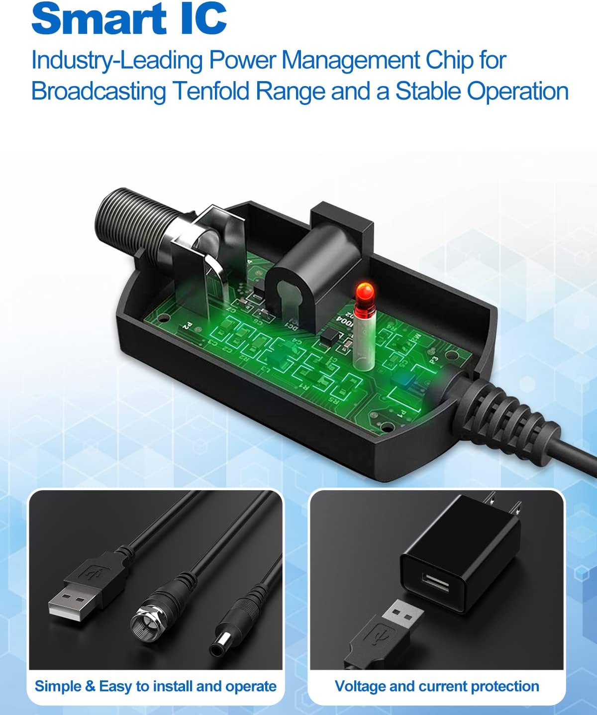 Digital Amplified Indoor HDTV Antenna, 1080p