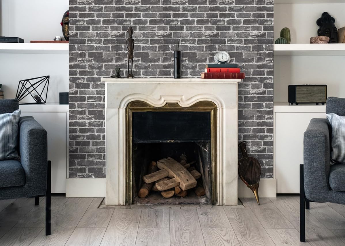 COSNIGHT Red Brick Wallpaper Peel and Stick 17.5In x 472In, Retro Faux Brick Peel and Stick Wallpaper, Self Adhesive and Removable Wall Paper for Home Decoration, Accent Wall and Laundry Room