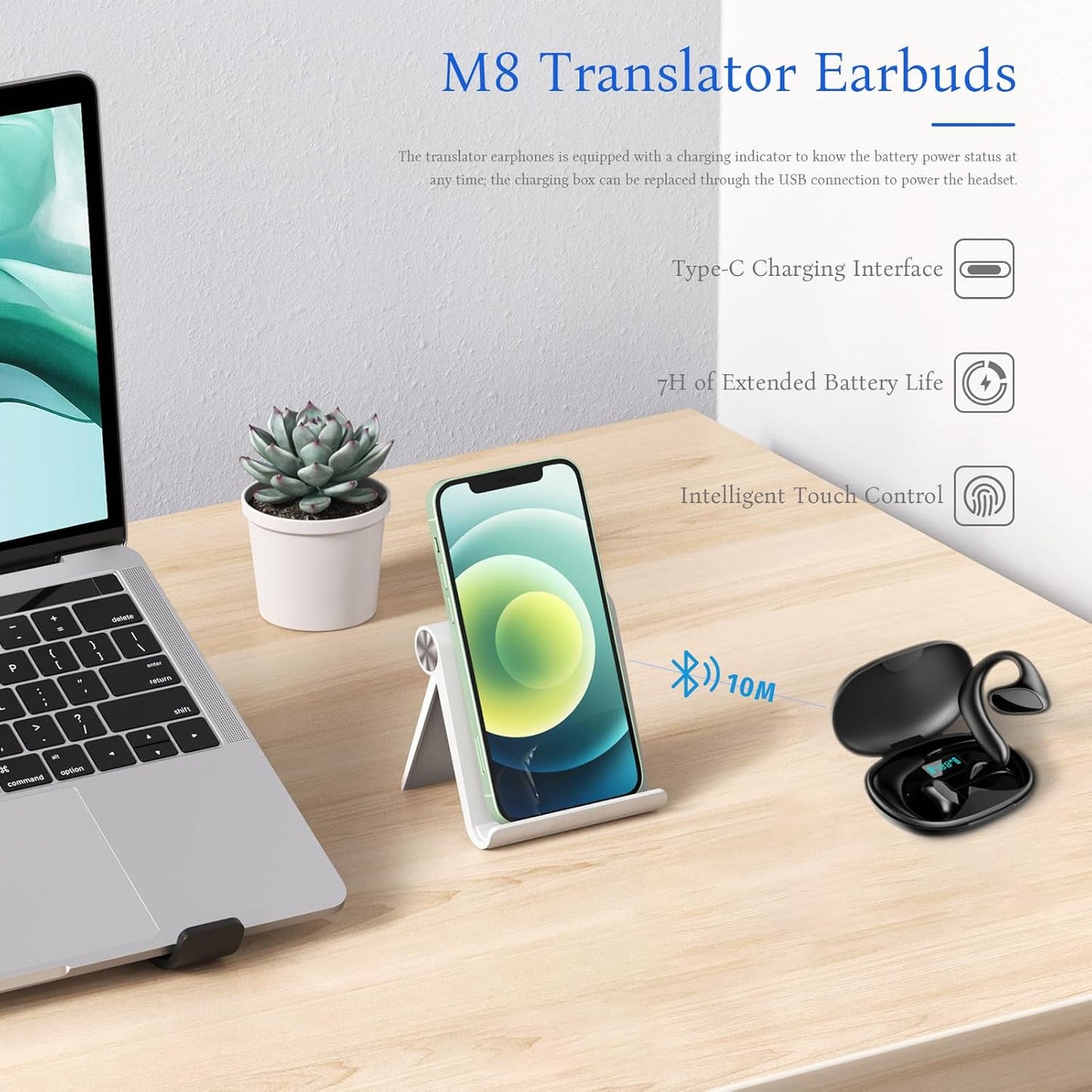 M8 Language Translator Earbuds, 144 Languages