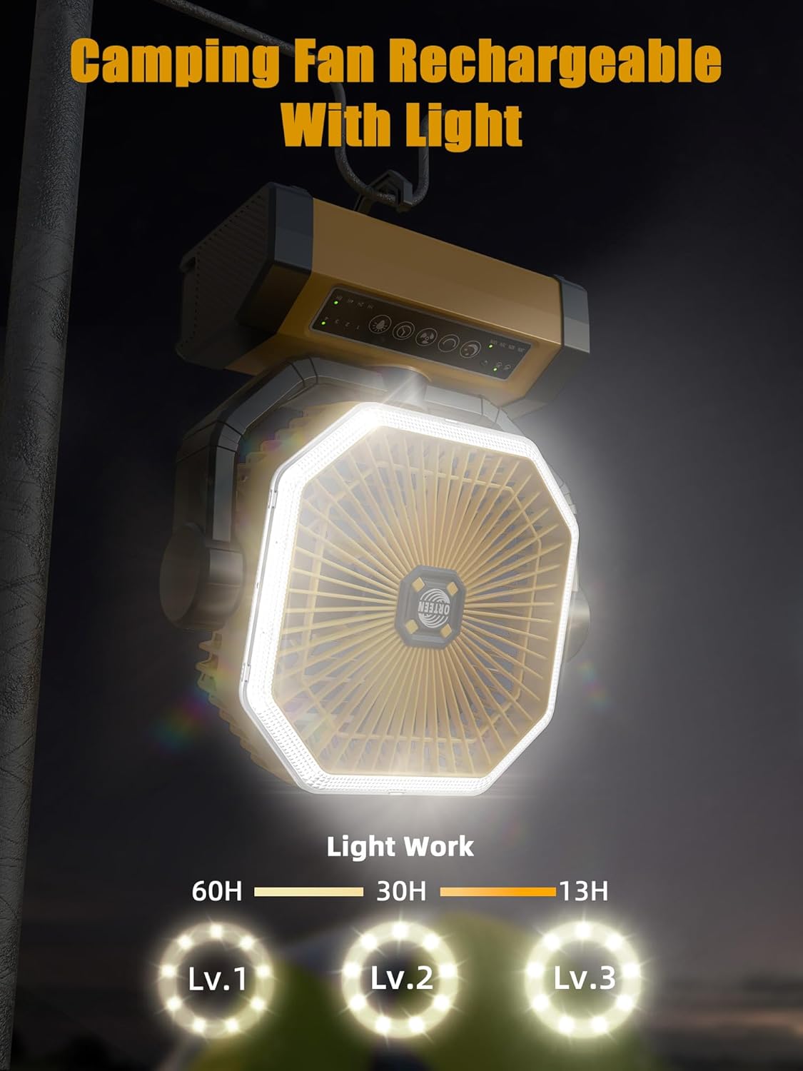 Orteen 9-Inch Blue Battery Camping Fan