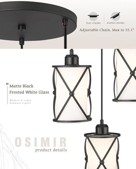 Osimir 3-Light Chandelier, Black Pendant