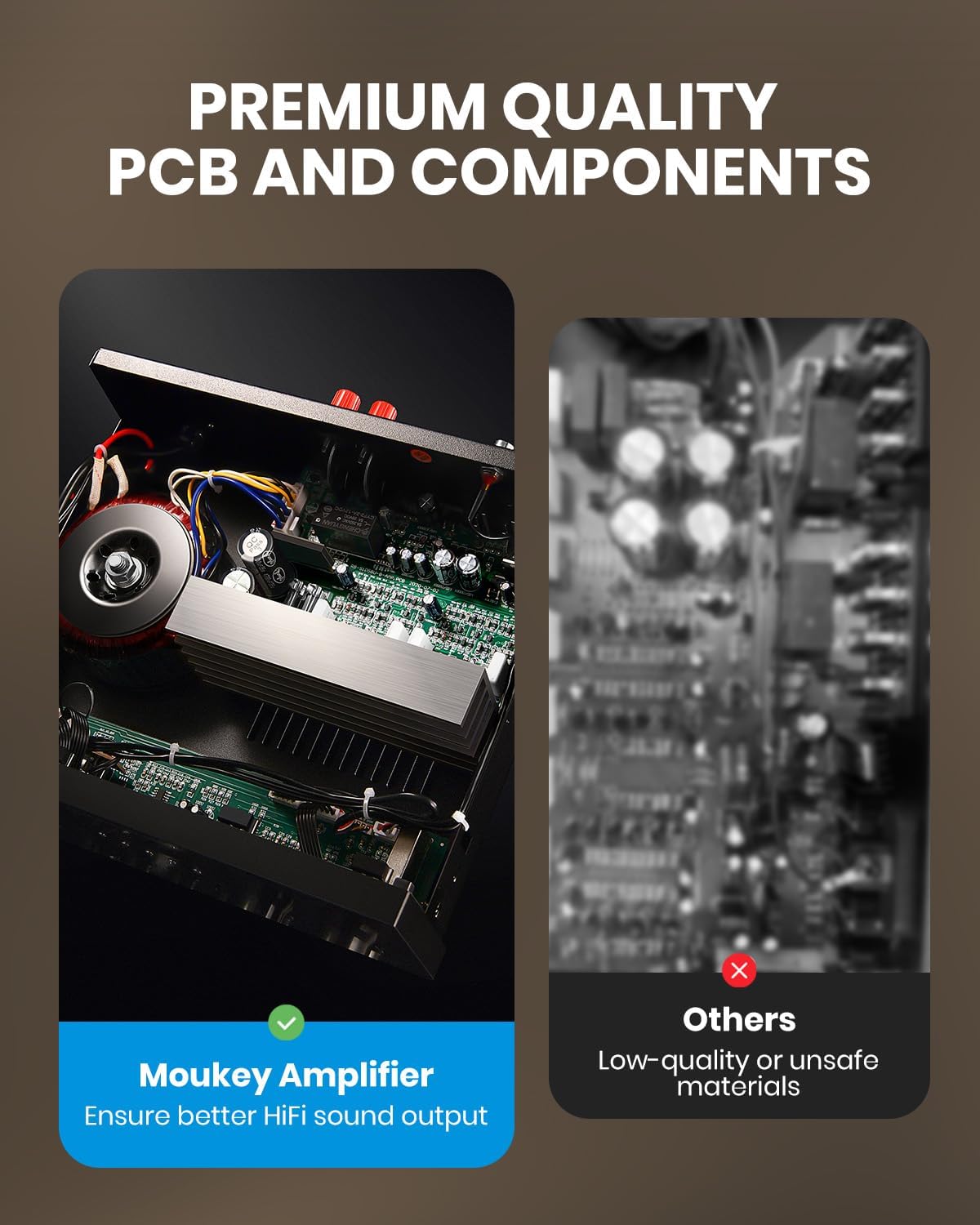 Stereo Power Amplifier 220W Bluetooth 5.0