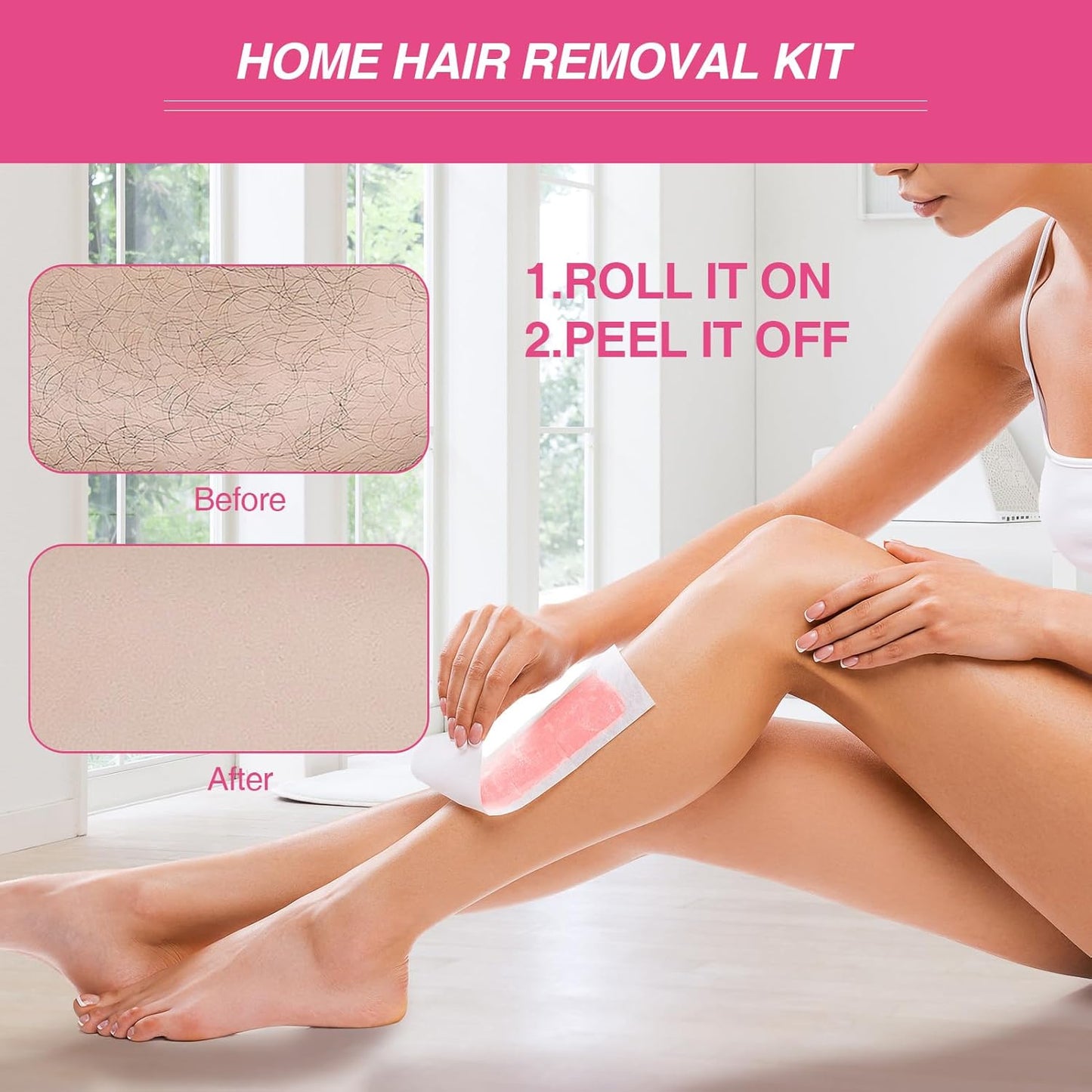 BLUERISE Wax Kit, Waxing Kit with 4 Roll Ons