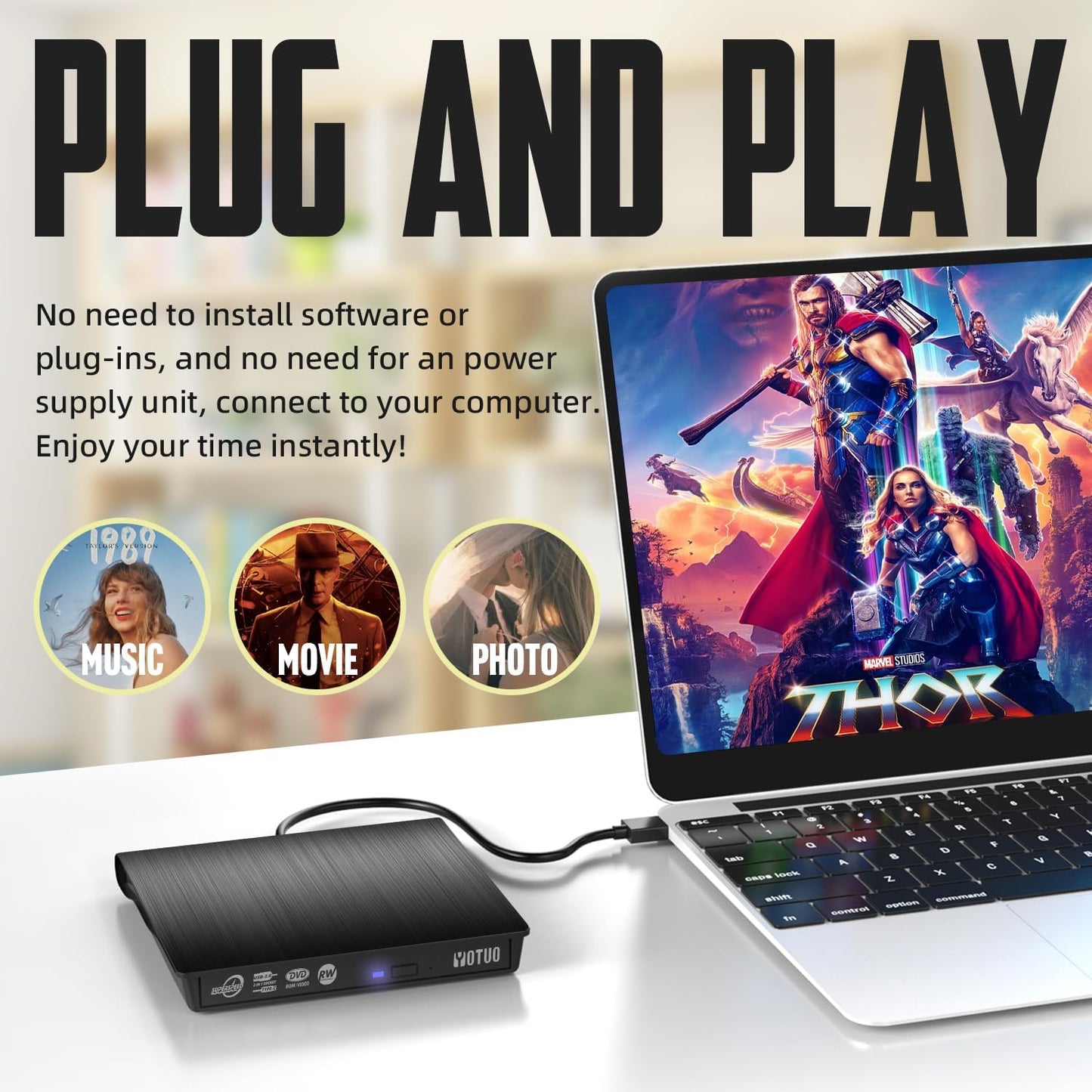 YOTUO External DVD Drive, Portable USB 3.0 CD