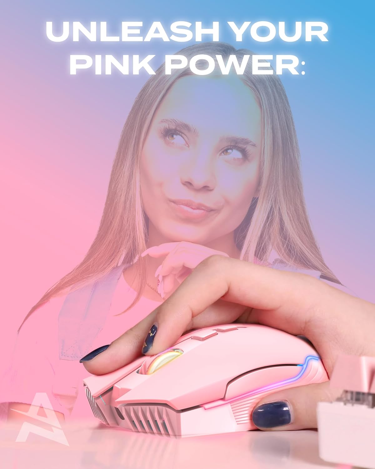 Aimzone Pink RGB USB Wireless Gaming Mouse