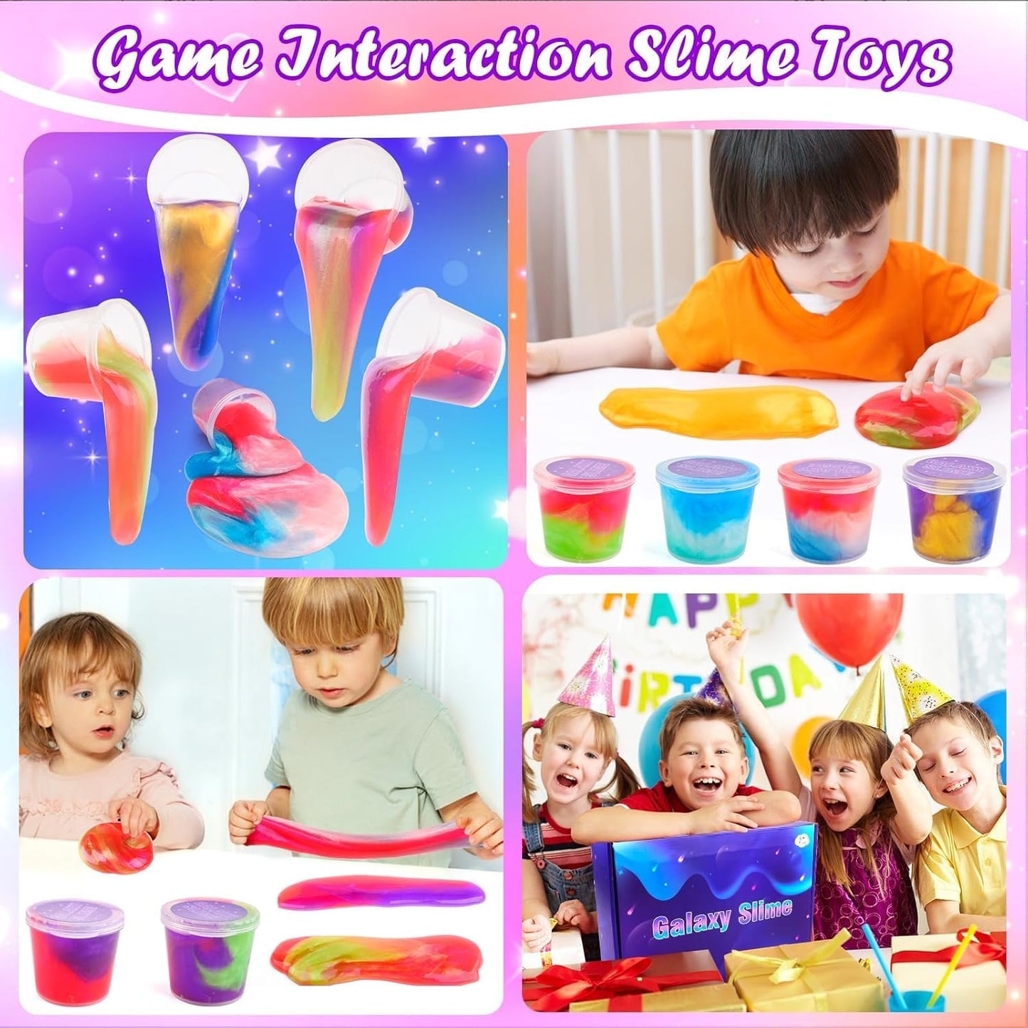 65 Pack Mini Galaxy Slime for Kids, Soft & Non-Sticky Slime Kit for Boys Girls, Easter Party Favors or Basket Stuffer Stress Relief Toys for Kids 8+