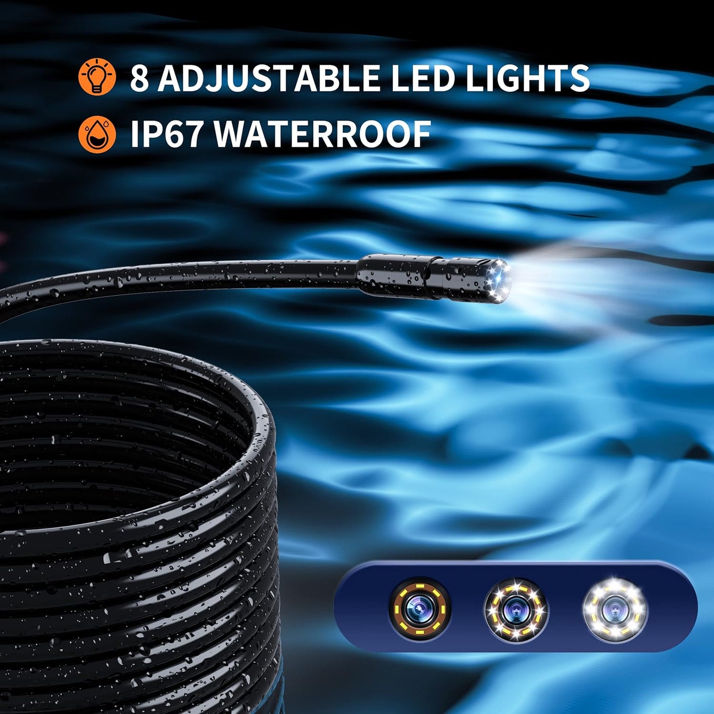 Endoscope Camera with Light, 4.3" IPS Screen