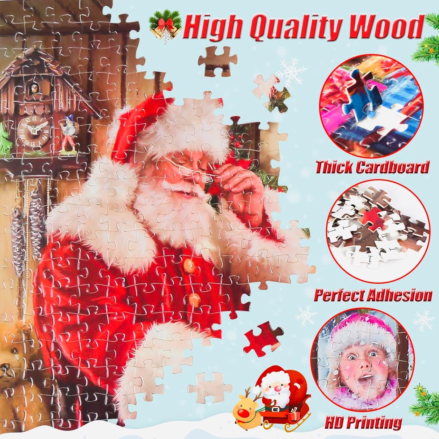 Advent Calendar 2024 Jigsaw Puzzles, 24 Box Christmas Puzzle Countdown Calendar, Funny Christmas Game Gift, Santa's Xmas Gift,1008 Pieces 19.7 inches x 27.6 inch Puzzles