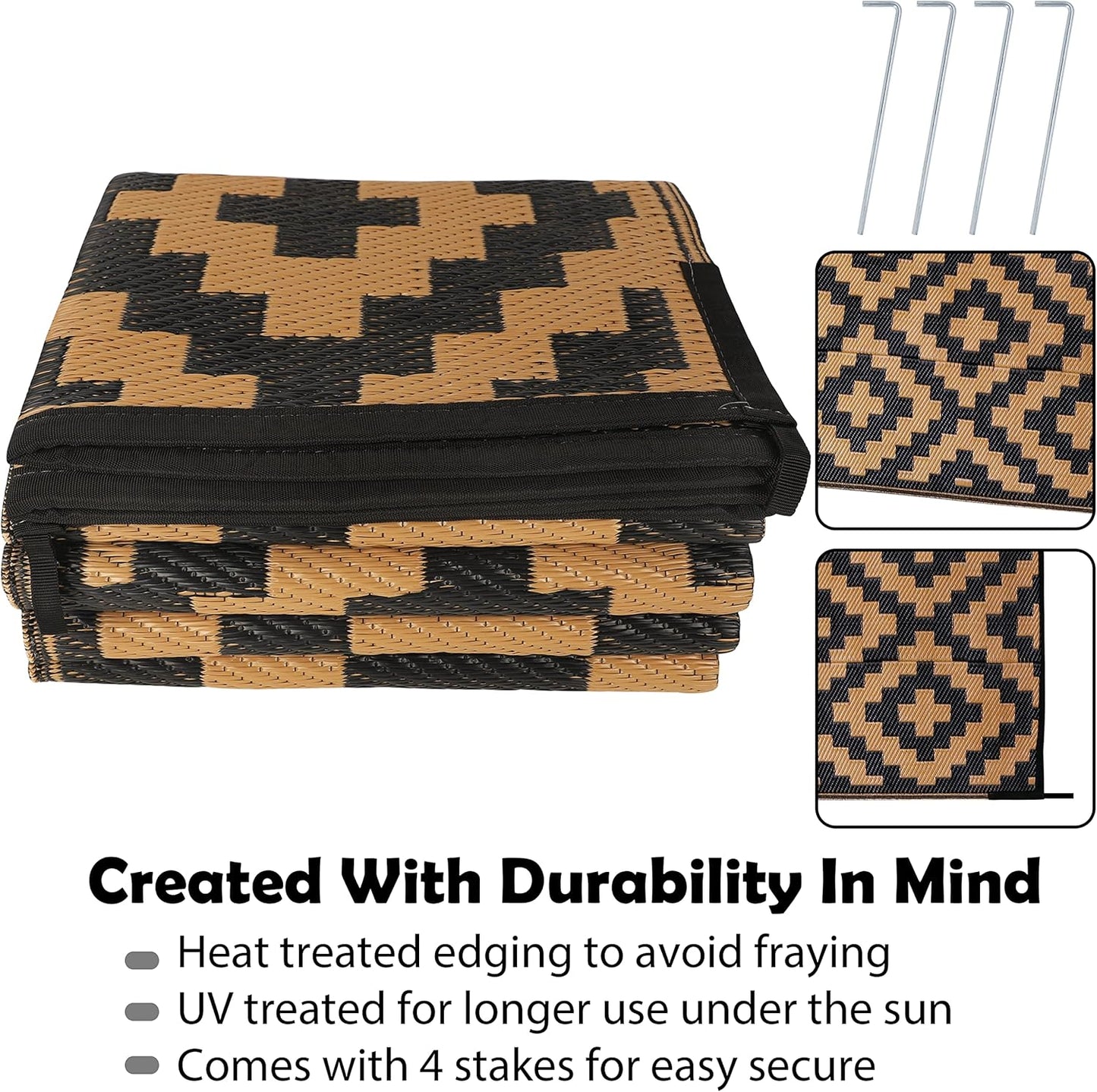 SAND MINE Reversible Rug, 6'x9', Black/Brown