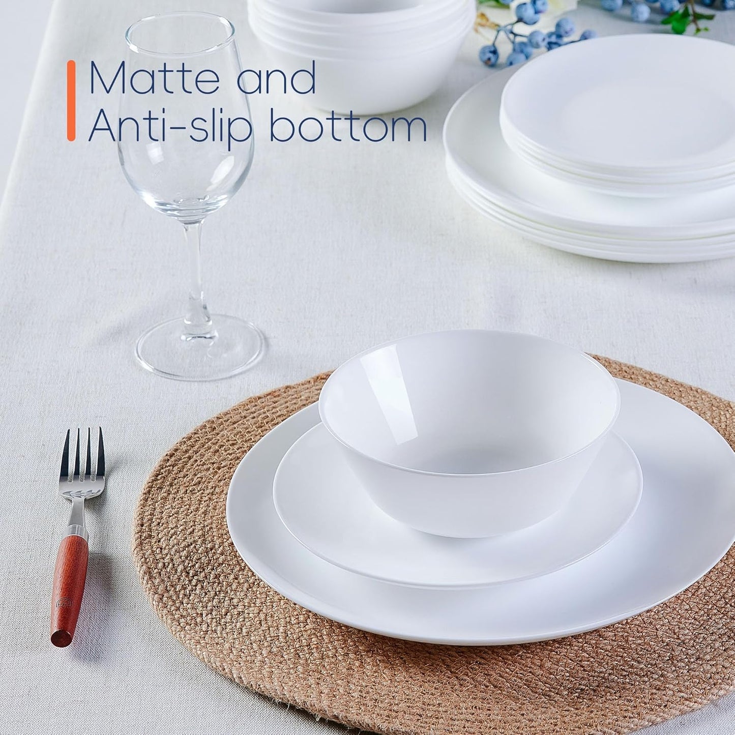 LaGlint 12pc Opal Glass Plates & Bowls Set