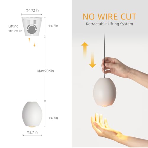 Aisilan Modern Pendant Lights Kitchen Island, 7W Dimmable LED Pendant Light, Mini Hanging Pendant Lighting for Bedroom Bedside Dining Room Bar, Matte White, 3000K, CRI 97