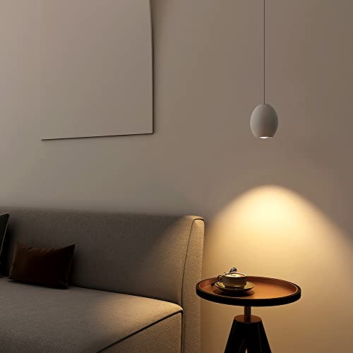 Aisilan Modern Pendant Lights Kitchen Island, 7W Dimmable LED Pendant Light, Mini Hanging Pendant Lighting for Bedroom Bedside Dining Room Bar, Matte White, 3000K, CRI 97
