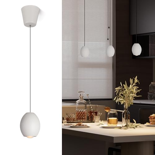 Aisilan Modern Pendant Lights Kitchen Island, 7W Dimmable LED Pendant Light, Mini Hanging Pendant Lighting for Bedroom Bedside Dining Room Bar, Matte White, 3000K, CRI 97