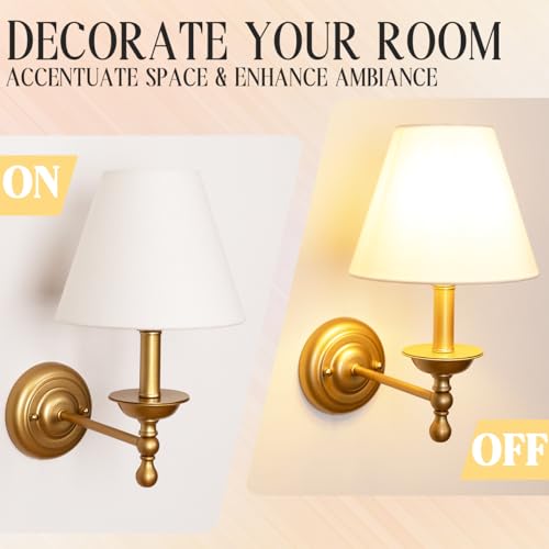 Adust Battery Operated Wall Sconce Set of Two Remote Control Dimmable Rechargeable LED Light Bulb, 3 Color Temps LED, for Bedroom Living Room