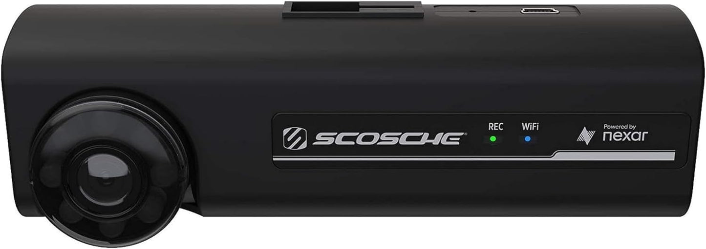 Scosche NEXC2128-XCES0 Full HD Two-Way Smart Dash Cam Powered by Nexar with Suction Cup and 128GB Memory
