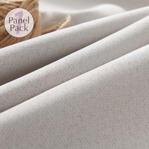 jinchan Blackout Curtain 96 Inch Length, Faux Linen Curtain for Living Room, Thermal Insulated Room Darkening Grommet Top Window Drape, 1 Panel Curtain for Bedroom Bone