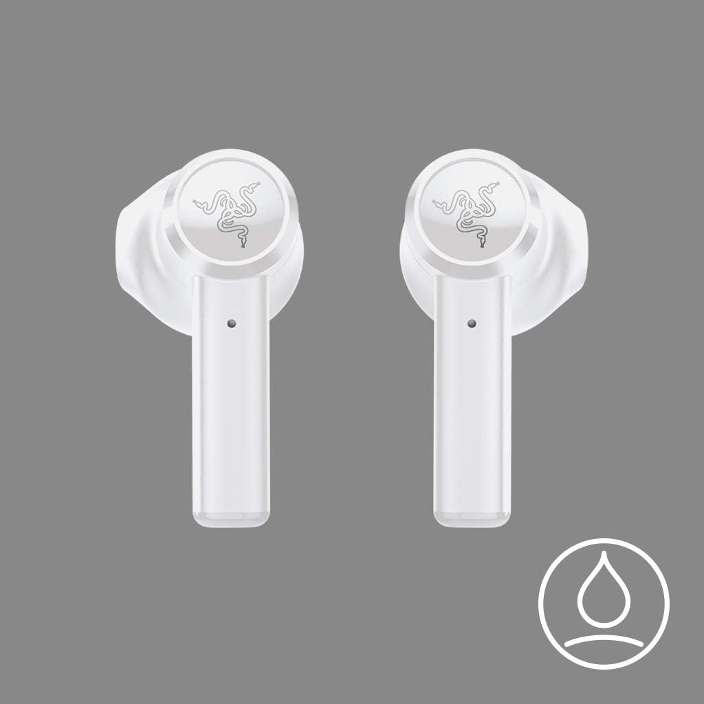 Razer Hammerhead True Wireless Bluetooth Gaming Earbuds: 60ms Low-Latency - IPX4 Water Resistant - Bluetooth 5.0 Auto Pairing - Touch Enabled - 13mm Drivers - Mercury White