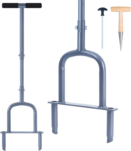 Manual Lawn Coring Aerator Tool, Plug Coring for Compacted Soils, Grass Aerators for Small Yards, Gardening Hand Tools, Aerator Lawn Tool for Loosen Soils -37 Inches（Black）