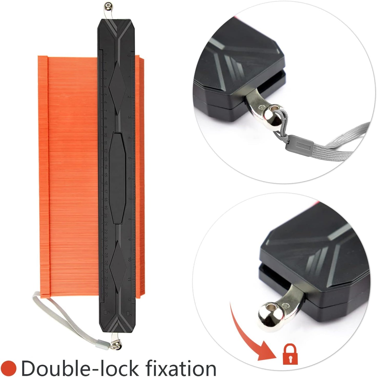 12" Widen Contour Gauge Profile Tool with 2 Locks,Extend Aluminum Core Orange Copy Irregular Shape Duplicator,Must Have Tool for DIY Handyman Precisely Copy Irregular Shape,Gifts for Men&Dad