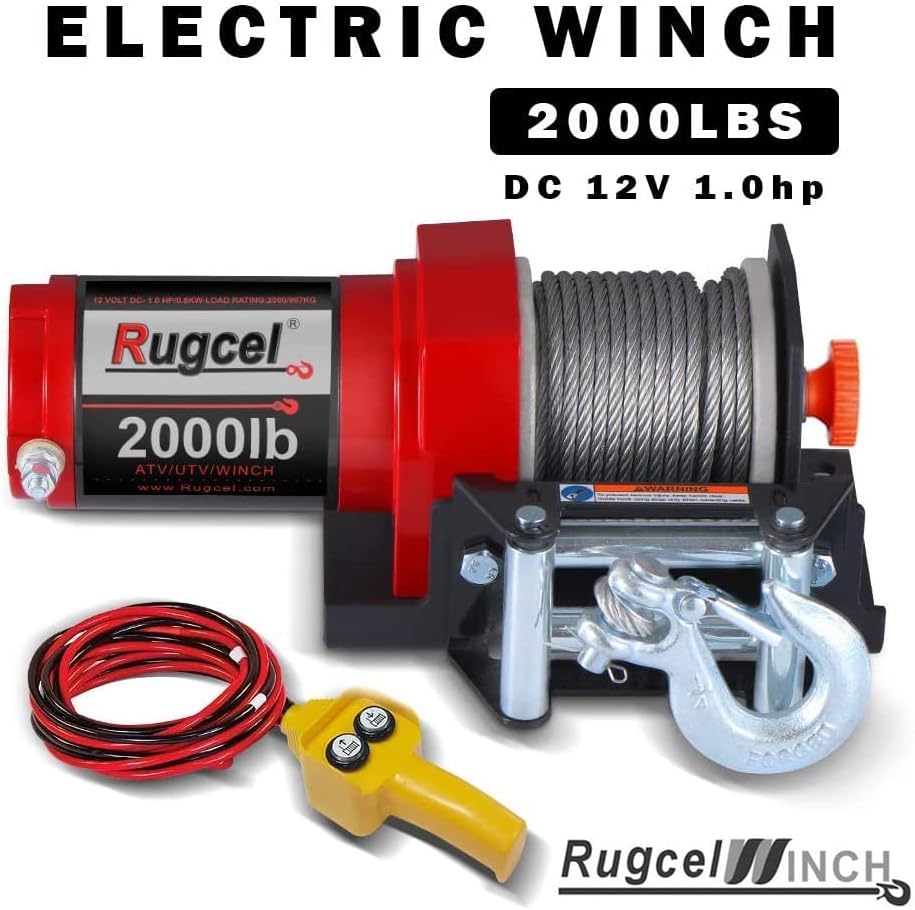 RUGCEL 2000-lb. ATV/UTV Electric Winch