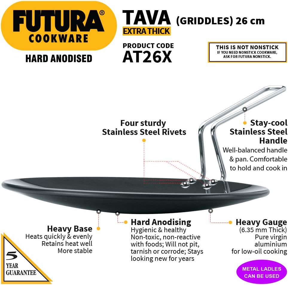 Futura L50 Hard Anodised Griddle, 10", Black