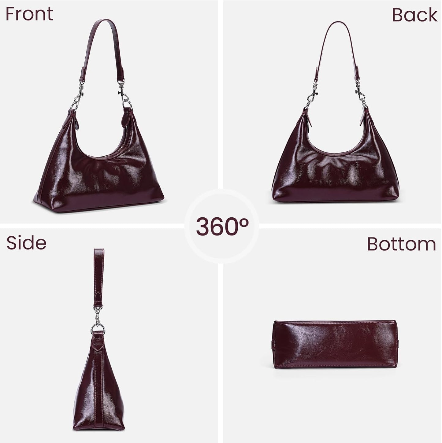 JQWSVE Crescent Shoulder Bags for Women Y2k Purse Hobo Handbag Trendy Glossy Leather Crossbody Bag with Adjustable Strap