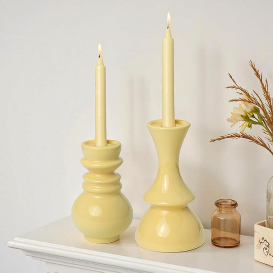 Large Candle Holders for Pillar Candles, Ceramic Candlestick Holders Decorative for Minimalist Nordic Style Modern Home Decor Ideal for Table Centerpieces, Coffee Table or Bookshelf, 7.7inch