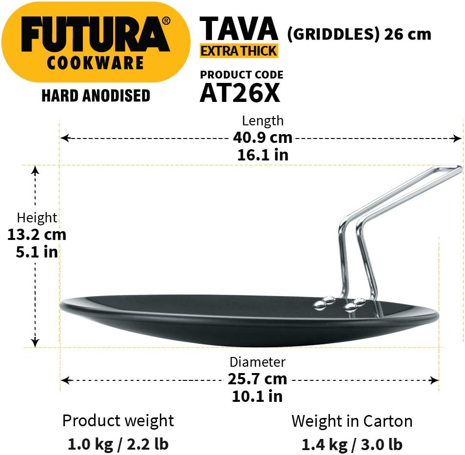 Futura L50 Hard Anodised Griddle, 10", Black