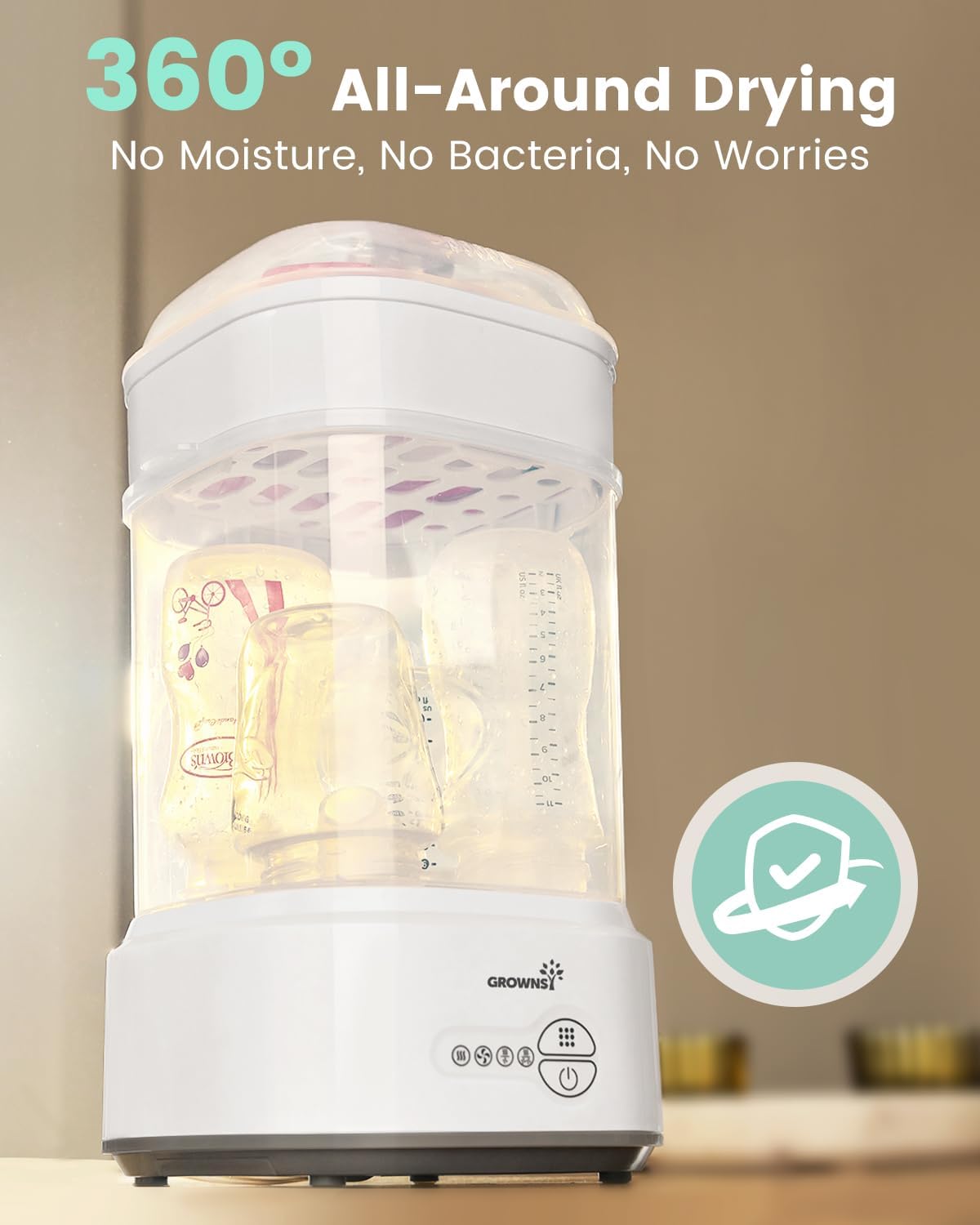 GROWNSY Bottle Sterilizer & Dryer (Grey)