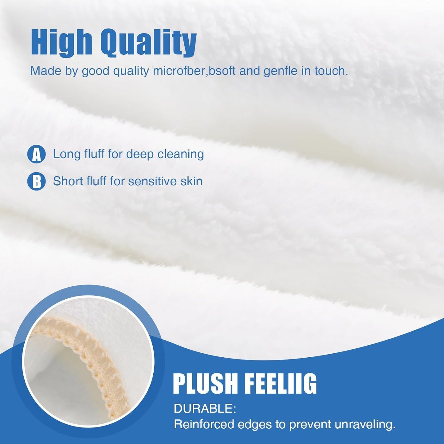 White Microfiber Wash Cloths & Face Towels 16x27 Inch Soft Spa Bathroom Hand Towels, Thick Hypoallergenic Towels for Sensitive Skin, Baby & Salon Use 6 Pack. Light BLUE