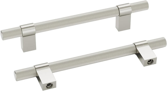 homdiy 15 Pack Brushed Nickel Cabinet Handles, 128mm/5in T Bar Drawer Pulls, Silver Hardware Pull for Kitchen Cupboard Dresser