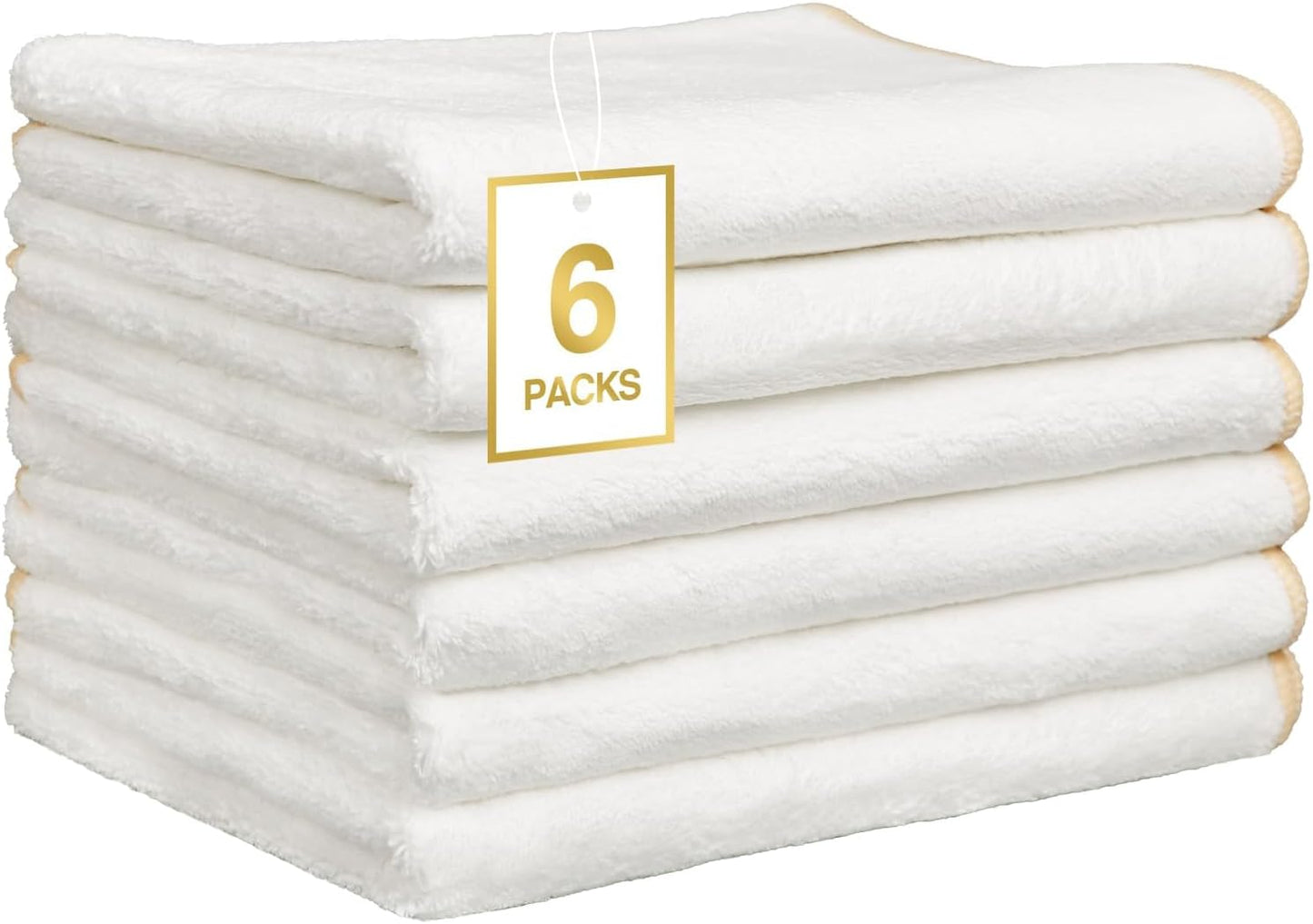 White Microfiber Wash Cloths & Face Towels 16x27 Inch Soft Spa Bathroom Hand Towels, Thick Hypoallergenic Towels for Sensitive Skin, Baby & Salon Use 6 Pack. Light BLUE