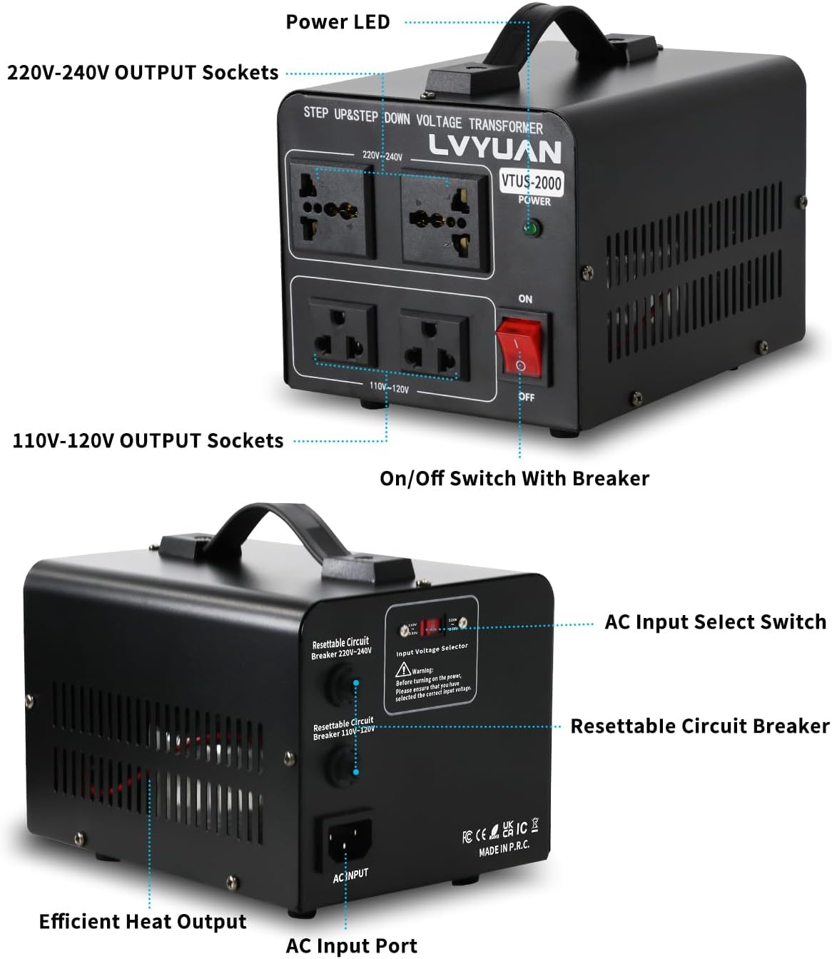LVYUAN 2000W Step Up/Down Volt Converter