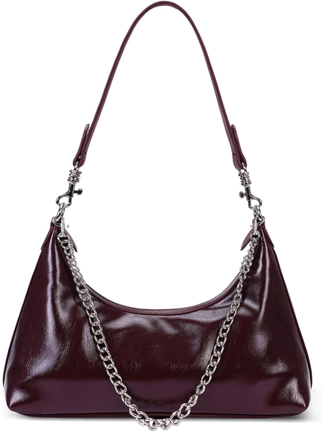 JQWSVE Crescent Shoulder Bags for Women Y2k Purse Hobo Handbag Trendy Glossy Leather Crossbody Bag with Adjustable Strap