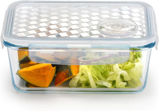 NUTRIUPS 1L/33Oz Glass Food Storage Container, Small Food Storage Container with Leakproof Airtight Lids, Meal Prep Containters -Microwave Safe & Freezer Safe-Rectangular