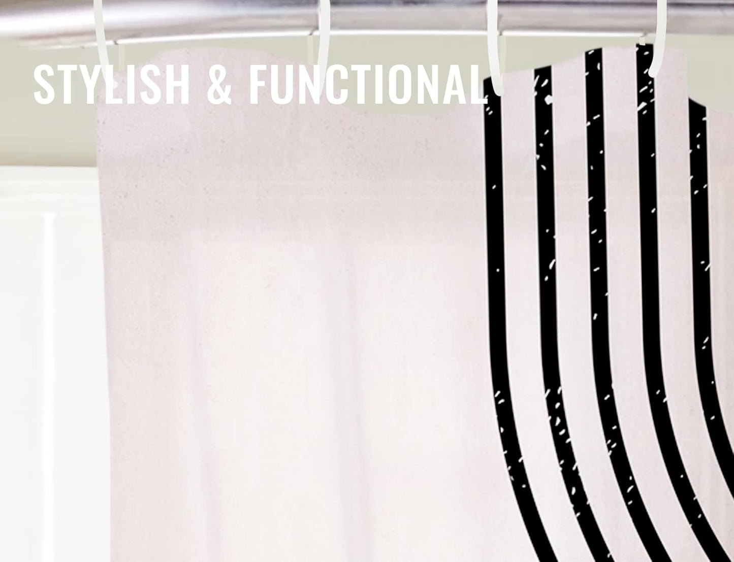 Funnytree 72x72 Inch Abstract Black Mid Century Boho Arch Sun Beige Modern Minimalistic Home Bathroom Bathtubs Decoration Plastic Waterproof Shower Curtain with 12 Hooks