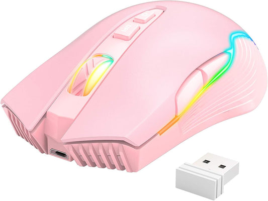 Aimzone Pink RGB USB Wireless Gaming Mouse
