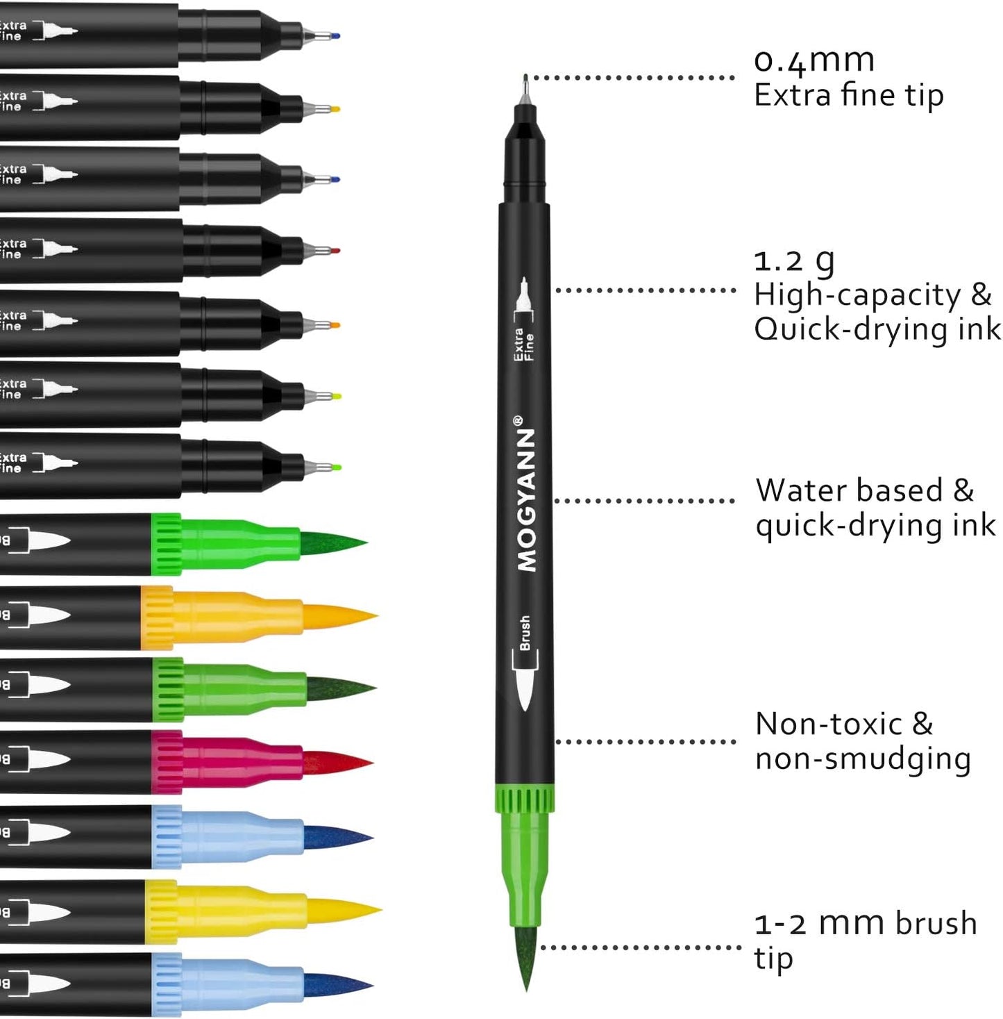 Mogyann 100 Colors Dual Tip Markers Set