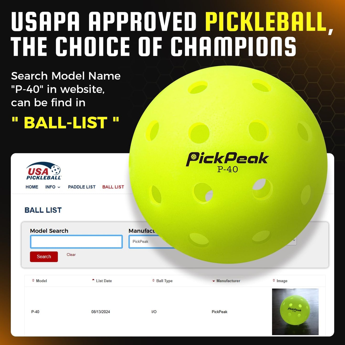 Outdoor Pickleball Balls Usapa Approved 4 Pack|12 Pack 40 Holes Competition Pickle Balls for Tournament Play | Crack Resistant Pickleball for Beginner Intermediate Pro Player