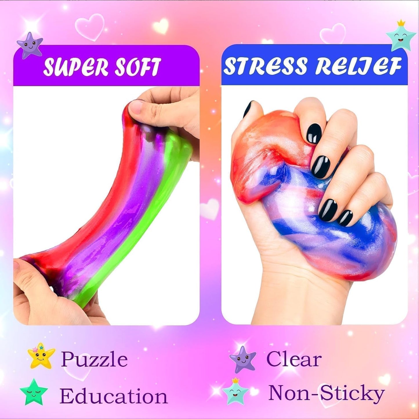 65 Pack Mini Galaxy Slime for Kids, Soft & Non-Sticky Slime Kit for Boys Girls, Easter Party Favors or Basket Stuffer Stress Relief Toys for Kids 8+