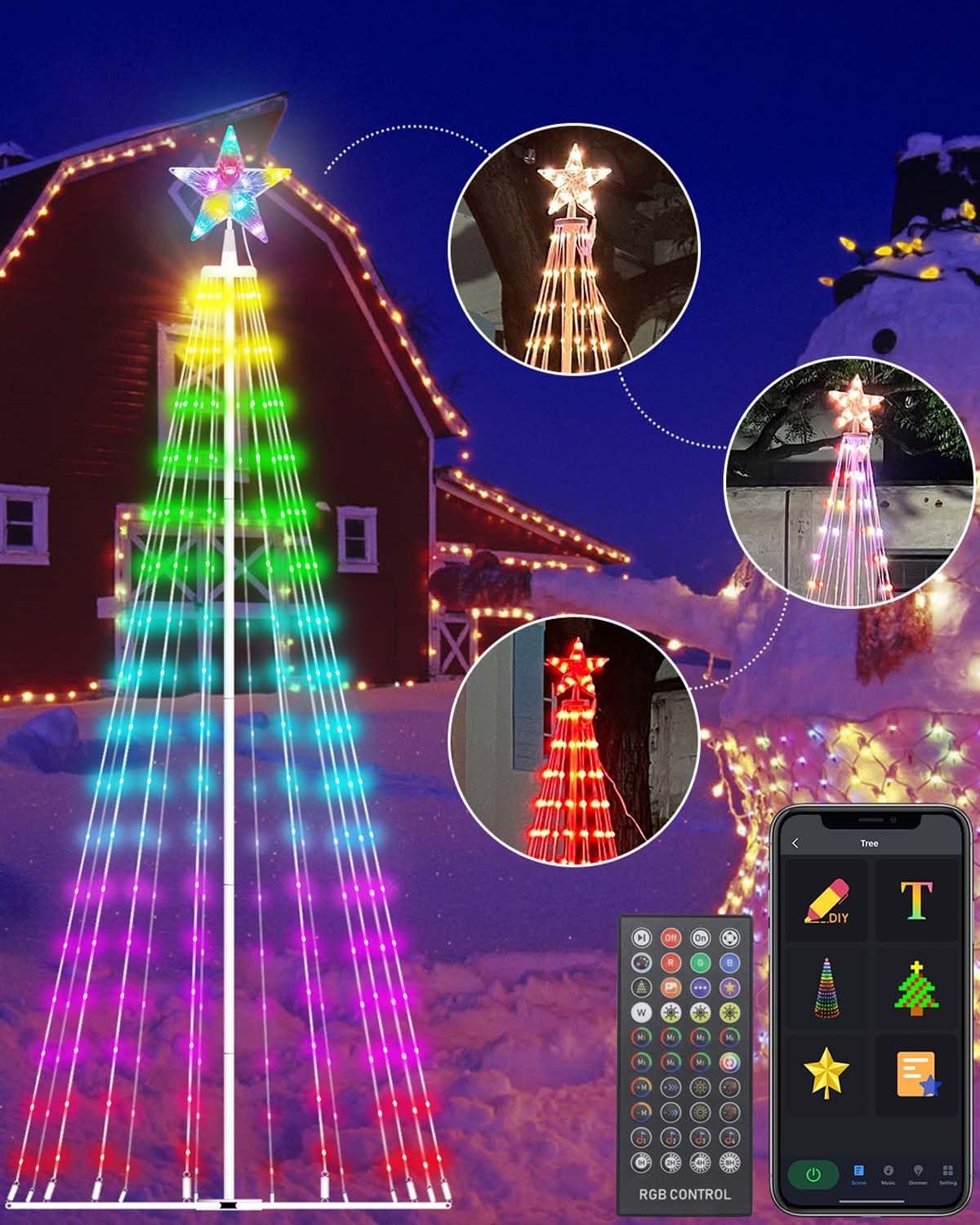 8FT Christmas Tree Lights, 355Leds, Smart App
