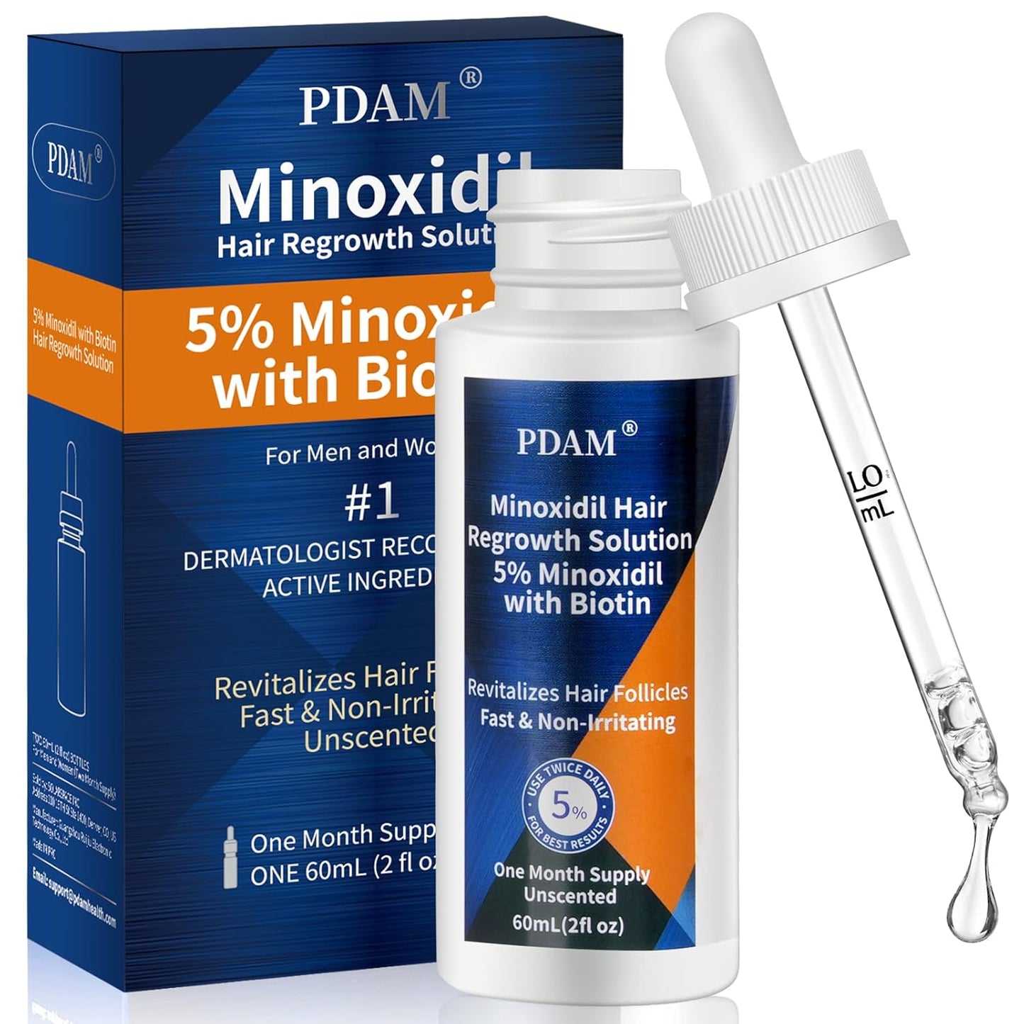 Minoxidil Hair Growth Serum for Men and Women - Regrow Fuller, Thicker Hair - 5% Formula Improves Appearance of Thinning Hair - 2 fl oz