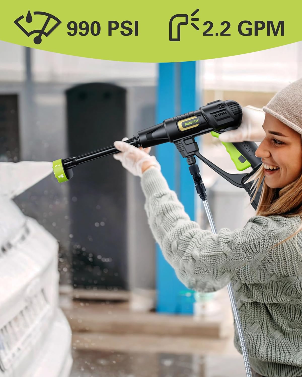 990PSI Cordless Pressure Washer, 4.0Ah Battery