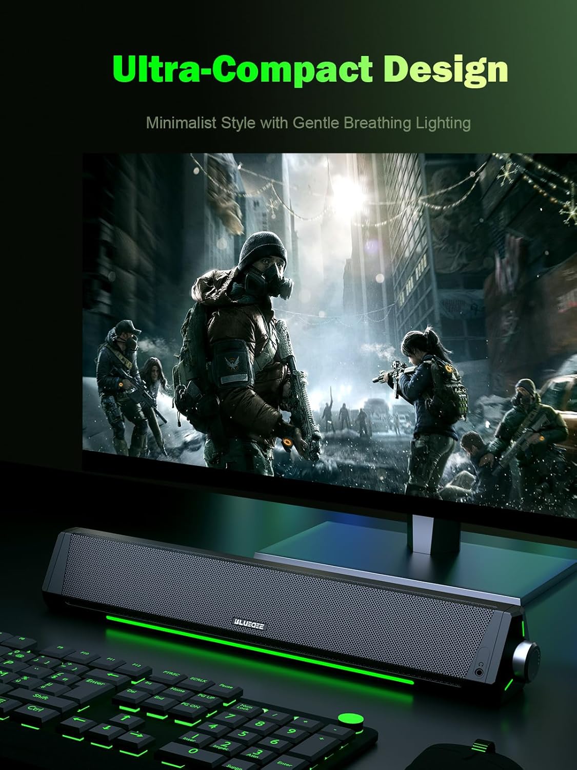 Computer Speakers, Dynamic RGB Sound Bar, HiFi