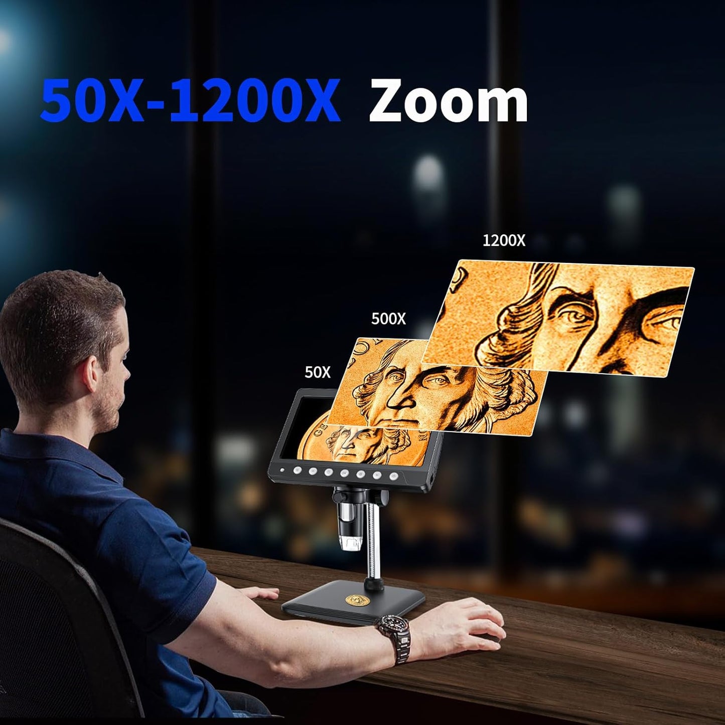 7'' HD IPS Digital Microscope for Adults/Kids