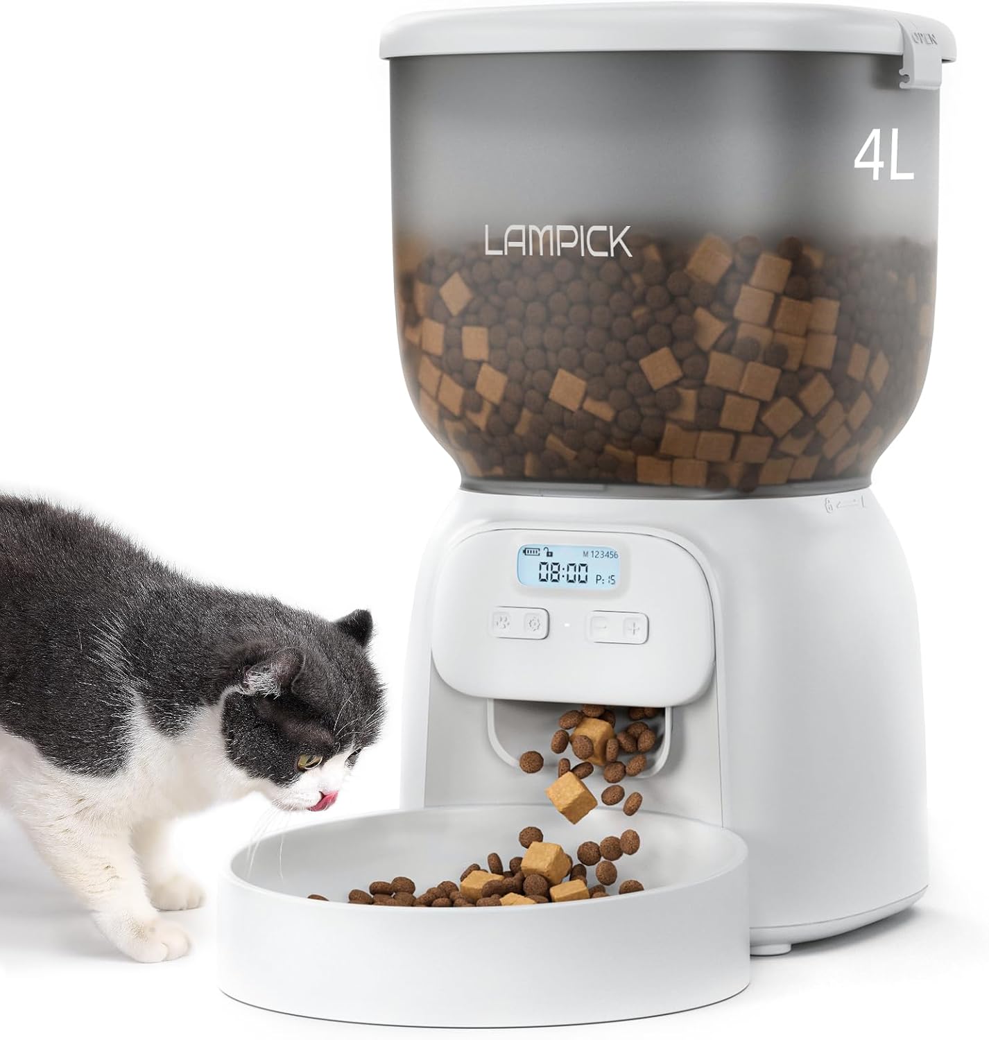 LAMPICK Cat Feeder, 4L Detachable Dispenser